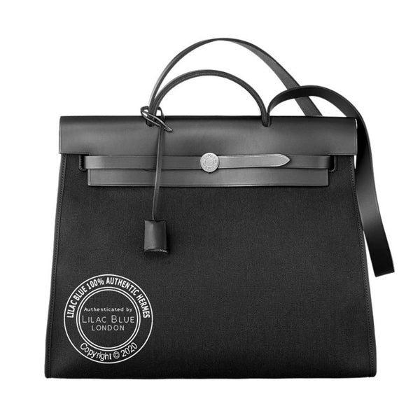 Hermes Herbag 31cm Black Canvas & Leather