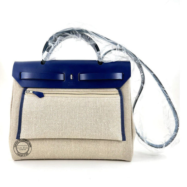 Hermes Herbag 31cm Bleu Saphir Swift/Toile PHW