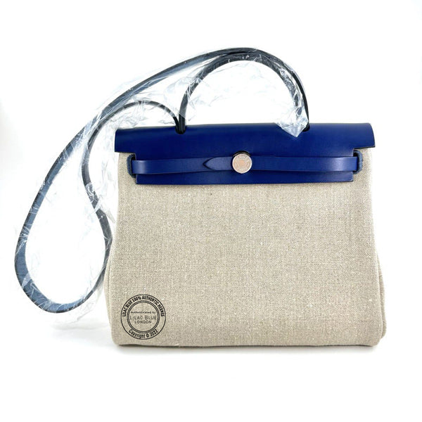 Hermes Herbag 31cm Bleu Saphir Swift/Toile PHW
