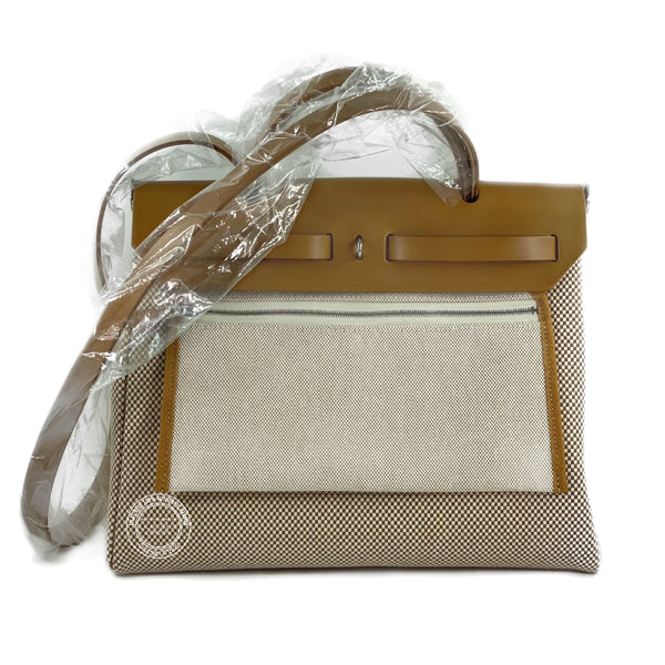 Hermès Herbag 31cm Natural Vache Hunter/Toile H PHW