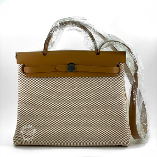 Hermès Herbag 31cm Natural Vache Hunter/Toile H PHW