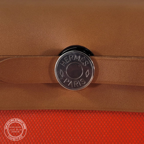 Hermès Herbag 31cm Orange Swift/Canvas PHW