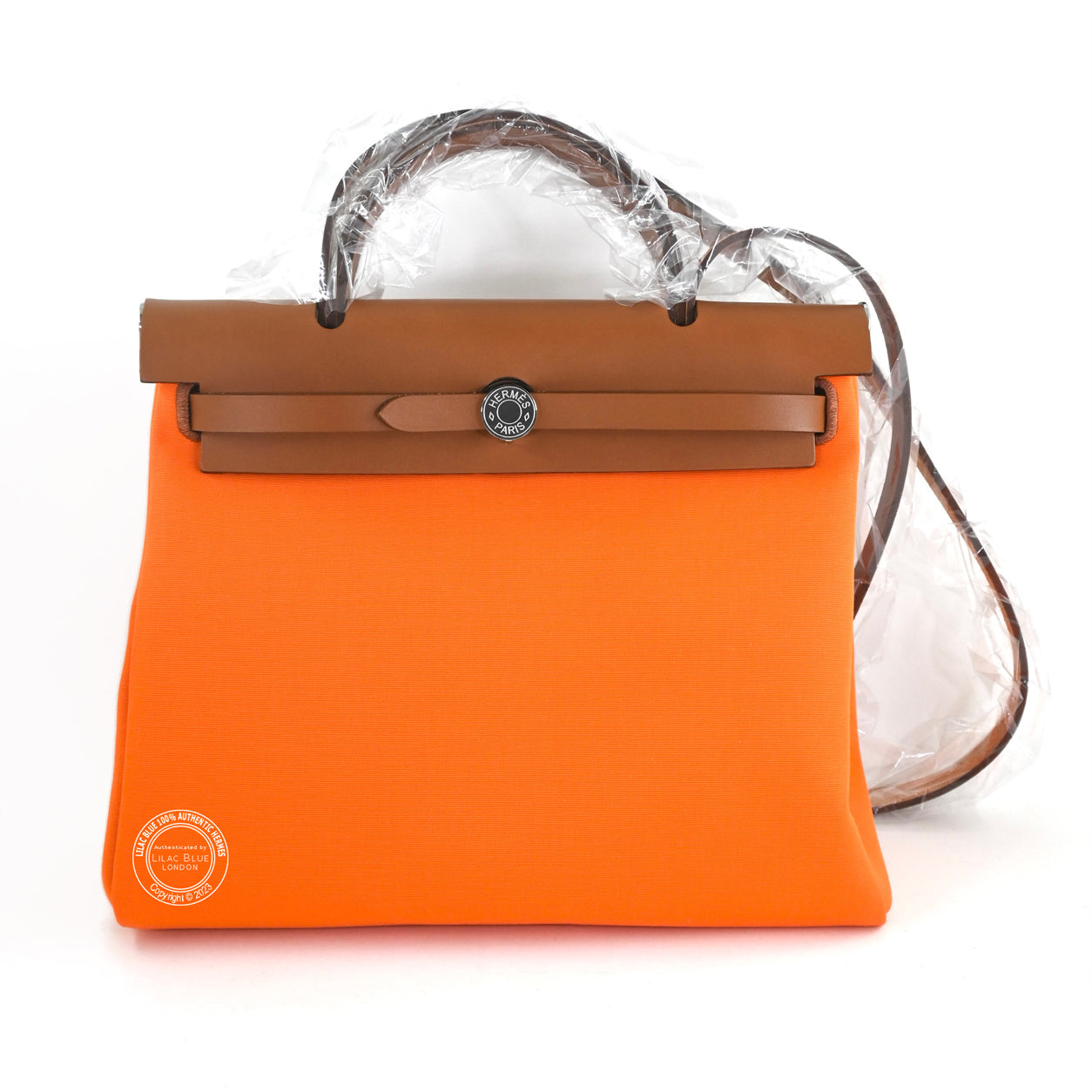 Hermes Herbag 31cm Orange Minium Hunter/Toile PHW