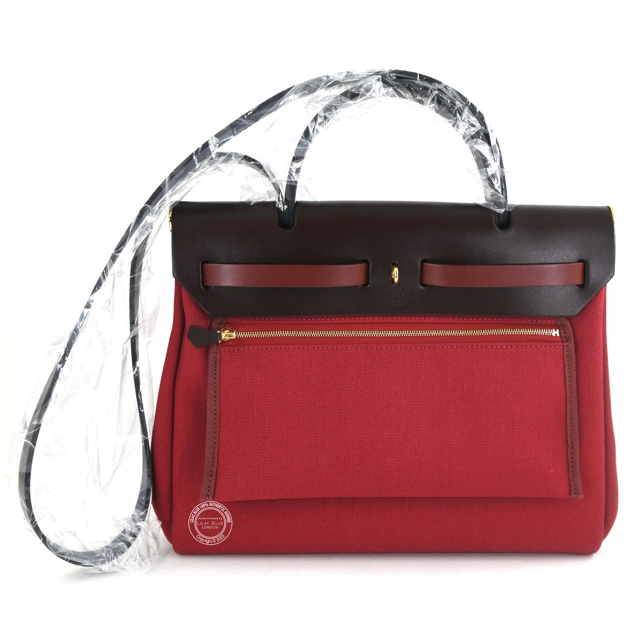 Hermès Herbag 31cm Rouge Grenat/Rouge Sellier Hunter Officier GHW