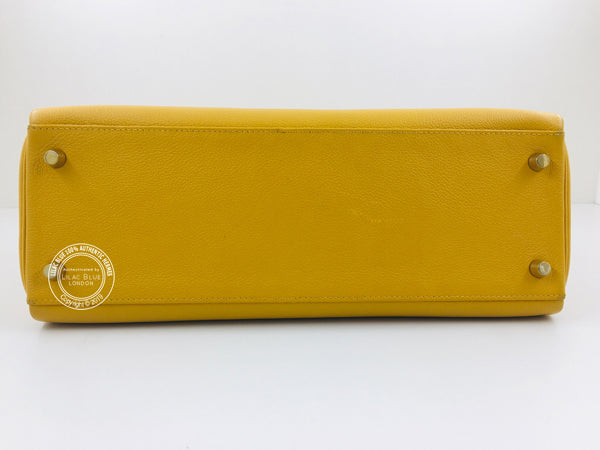Hermès Kelly 32cm Jaune Ambre Evercolor GHW - Preloved