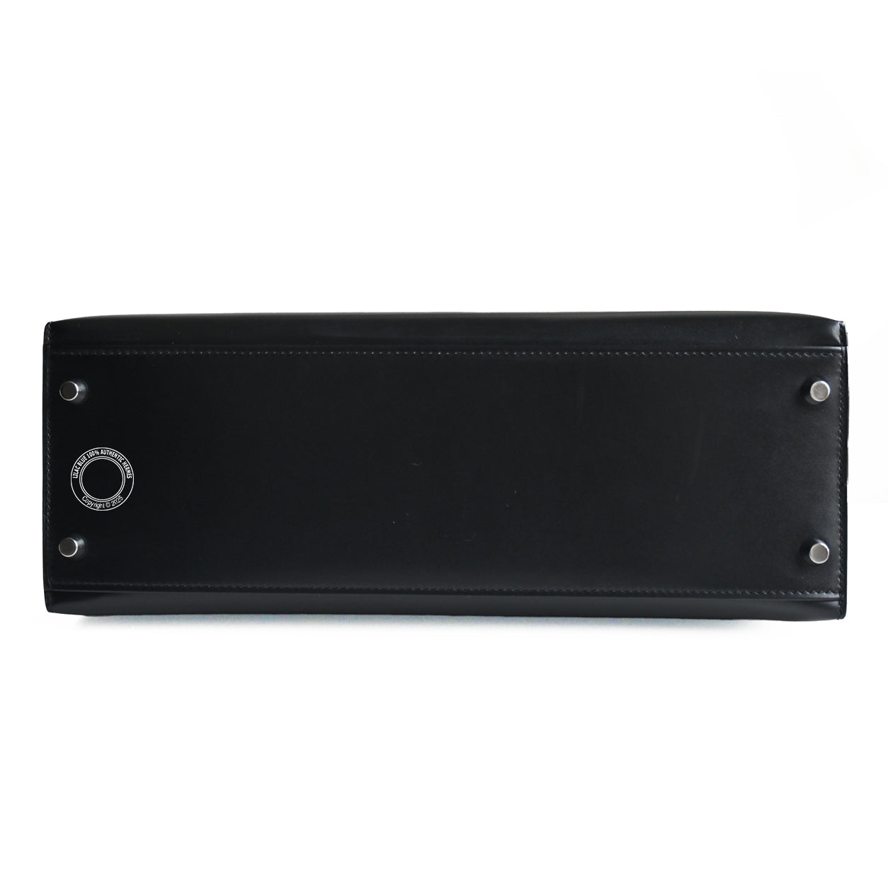 Hermès Kelly 32cm Black Box PHW Guilloche - Preloved