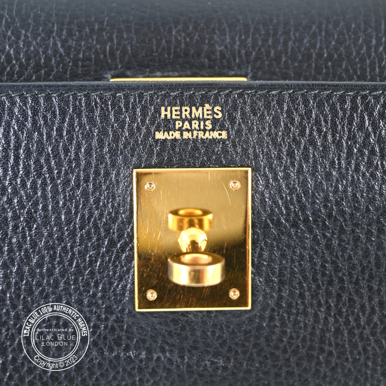Hermès Kelly 32cm Black Evergrain GHW - Vintage