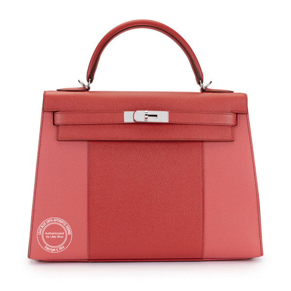 Hermès Kelly 32cm Coral & Flamingo Flag Epsom PHW