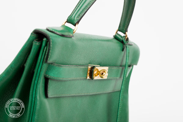 32cm Emerald Green Kelly. Gold - Preloved