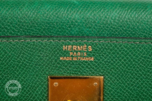 32cm Emerald Green Kelly. Gold - Preloved