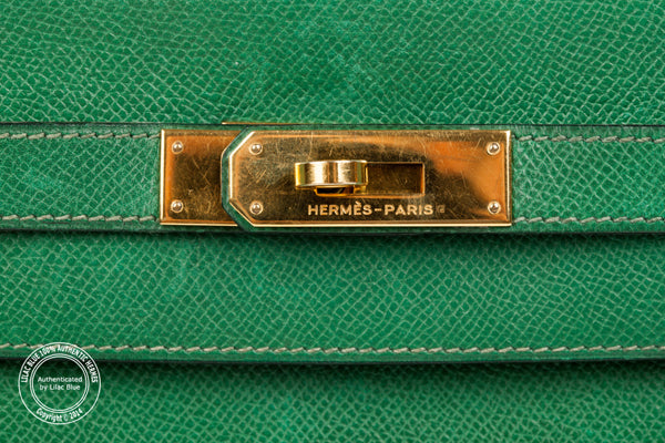 32cm Emerald Green Kelly. Gold - Preloved