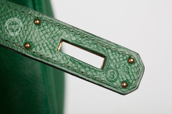 32cm Emerald Green Kelly. Gold - Preloved