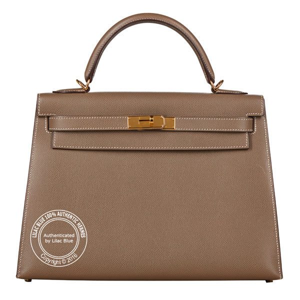 Hermès Kelly 32cm Etoupe Epsom GHW - Preloved