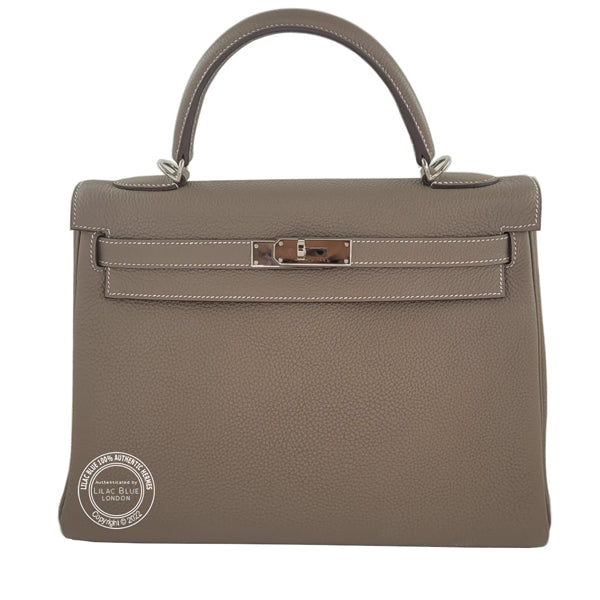 Hermès Kelly 32cm Etoupe Togo PHW - As New