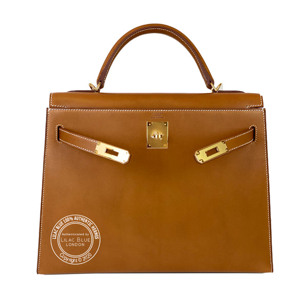 Hermès Kelly 32cm Fauve Barenia GHW
