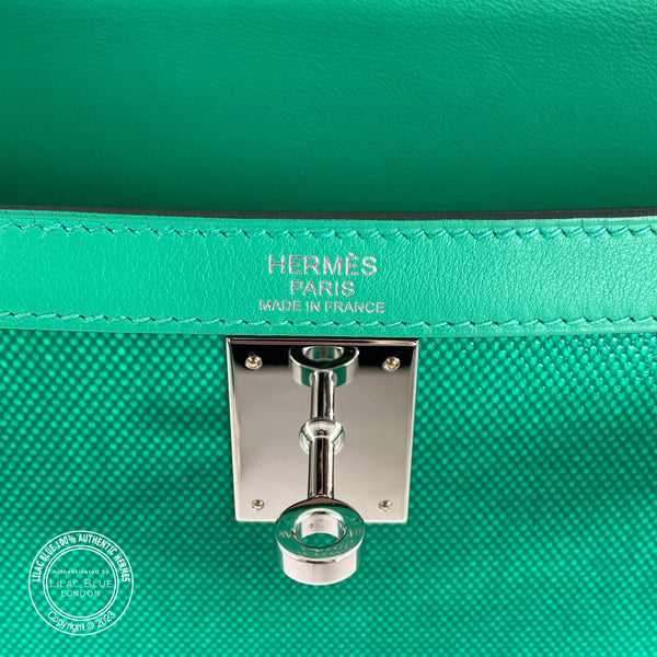 Hermès Kelly 32cm Menthe Canvas/Swift PHW