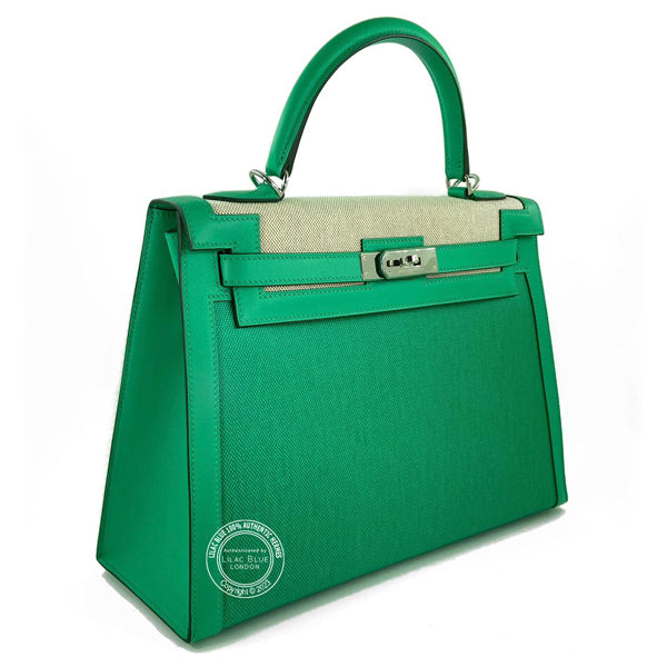 Hermès Kelly 32cm Menthe Canvas/Swift PHW