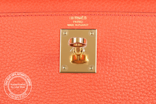 Hermès Kelly 28cm Orange Poppy Togo GHW