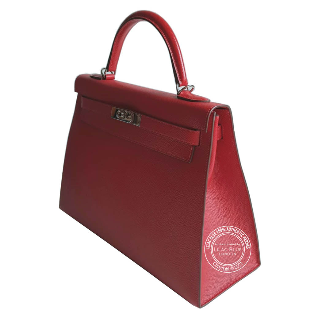 Hermès Kelly 32cm Rouge Casaque Epsom PHW - As New