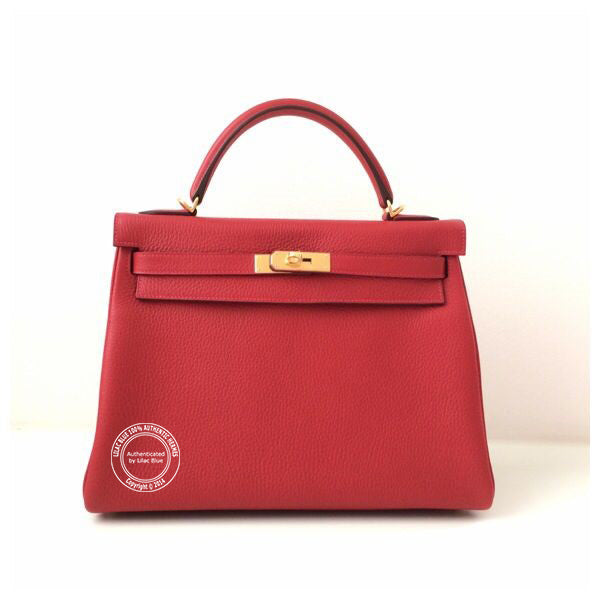 Hermès Kelly 32cm Rouge Casaque Clemence GHW