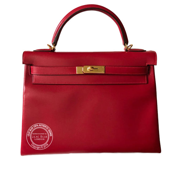 Hermès Kelly 32cm Rouge Vif Tadelakt GHW
