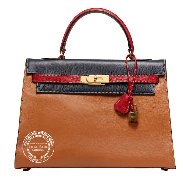 Hermès Kelly 32cm Tricolour Courchevel GHW - Vintage