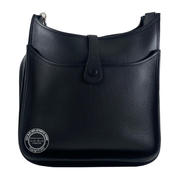 Hermès Evelyne 33cm Black Clemence PHW - As New