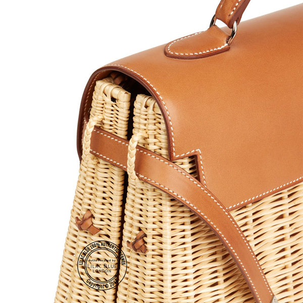 Hermès Kelly 35cm Natural Picnic Barenia/Osier PHW - Preloved