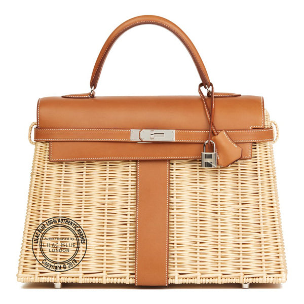 Hermès Kelly 35cm Natural Picnic Barenia/Osier PHW - Preloved