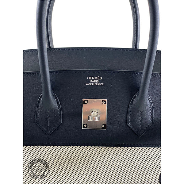 Hermès Birkin 35cm Black Fray Fray Swift & Toile PHW