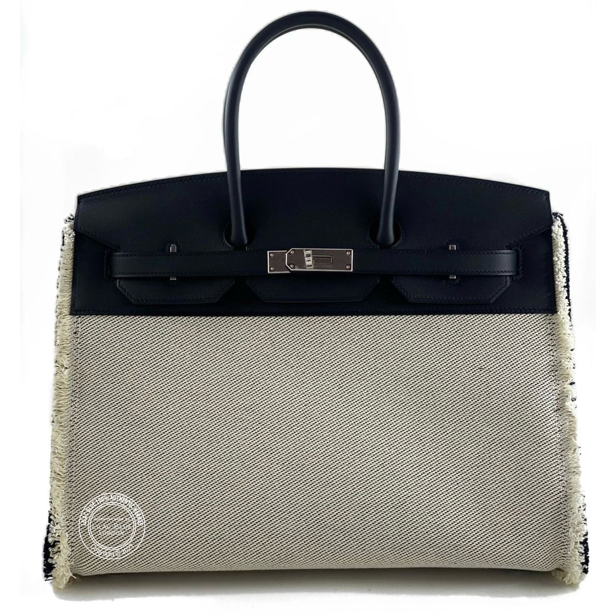 Hermès Birkin 35cm Black Fray Fray Swift & Toile PHW