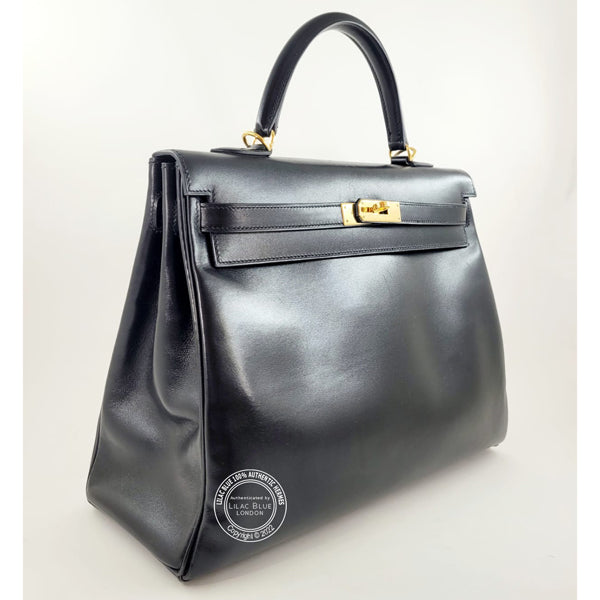 Hermès Kelly 35cm Black Box GHW - Preloved