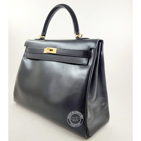 Hermès Kelly 35cm Black Box GHW - Preloved