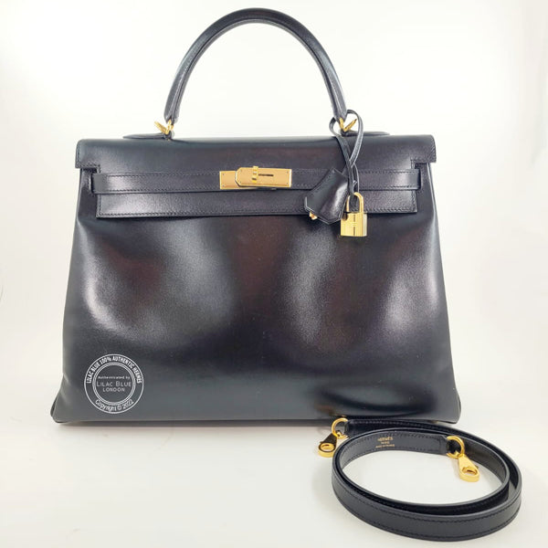 Hermès Kelly 35cm Black Box GHW - Preloved