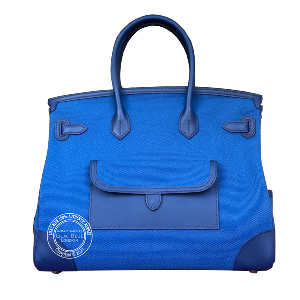 Hermès Birkin 35cm Blue Canvas/Swift PHW