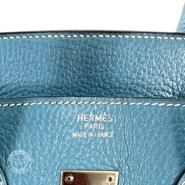 Hermès Birkin 35cm Blue Jean Clemence PHW - Preloved