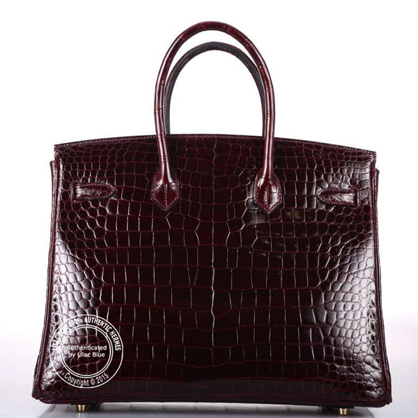 Hermès Birkin 35cm Bordeaux Shiny Croc GHW