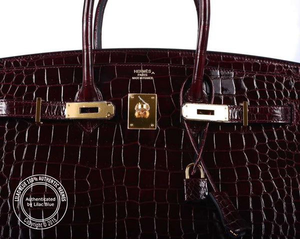 Hermès Birkin 35cm Bordeaux Shiny Croc GHW