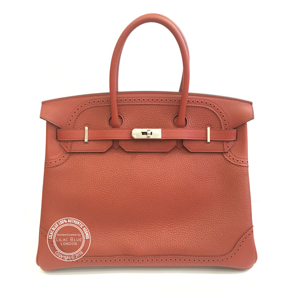 Hermès Birkin 35cm Brique Ghillies Clemence/Evercolor PHW