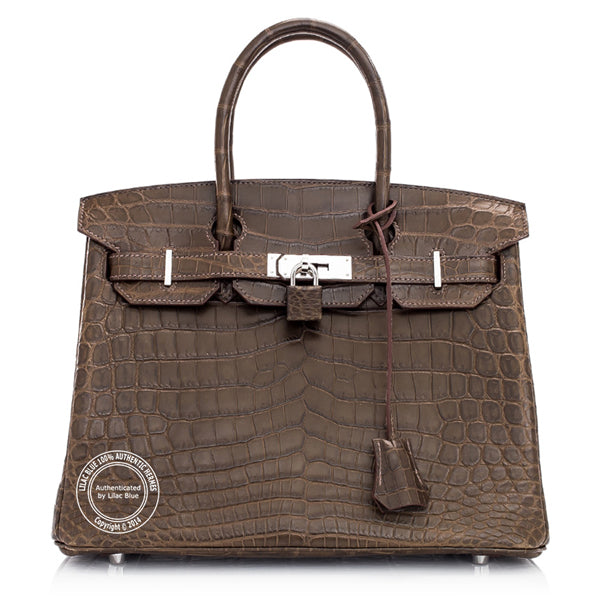 Hermès Birkin 35cm Elephant Grey Matte Alligator - Preloved