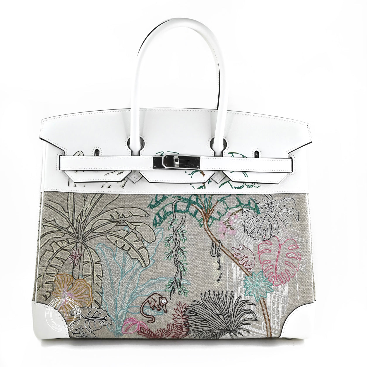 Hermès Birkin 35cm Faubourg Tropical White Swift/Toile PHW