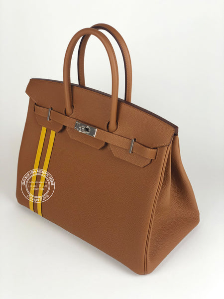 Hermès Birkin 35cm Gold/Jaune Ambre Officier Togo/Swift PHW