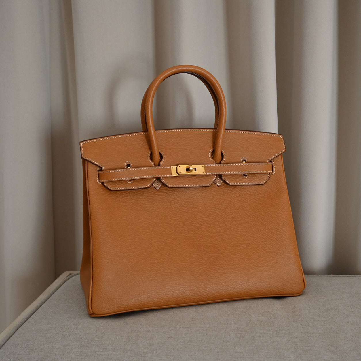 Hermès Birkin 35cm Gold Ardennes GHW - Preloved