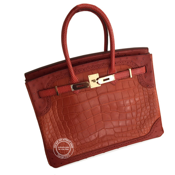 35cm Grand Marriage Birkin. Sanguine, Brique, Permabrass