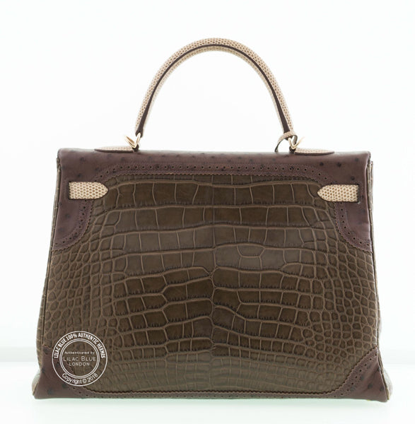 Hermès Kelly 35cm Grand Marriage Permabrass - Preloved