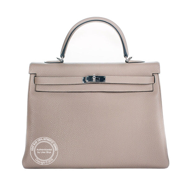 Hermès Kelly 35cm Gris Tourterelle Clemence PHW