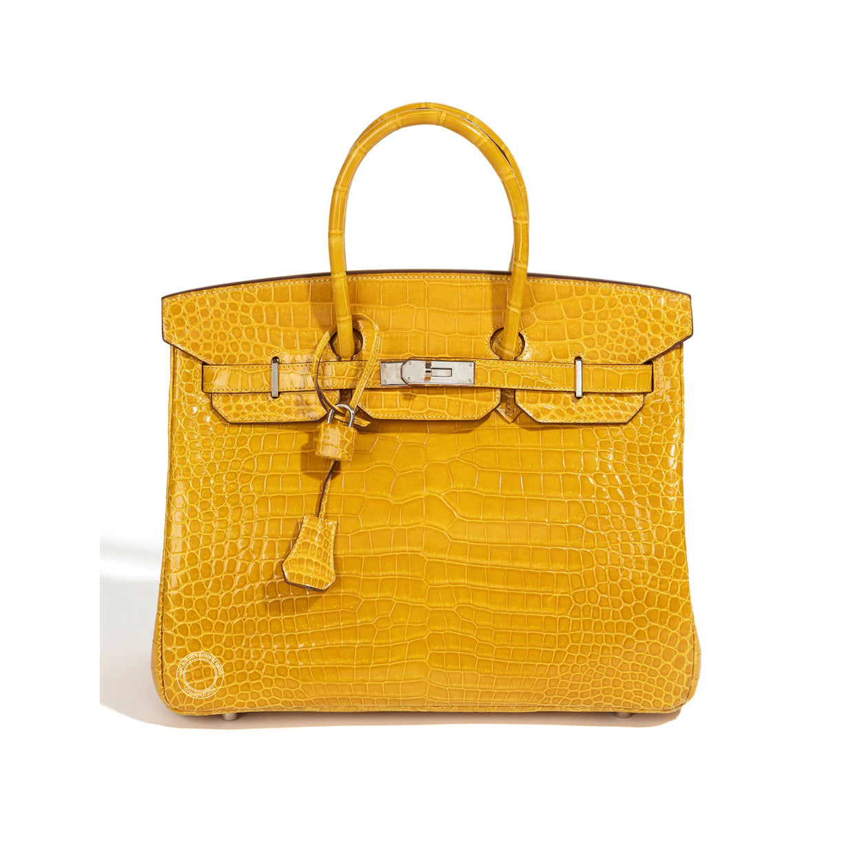 Hermès Birkin 35cm Jaune Ambre Shiny Croc PHW - Preloved