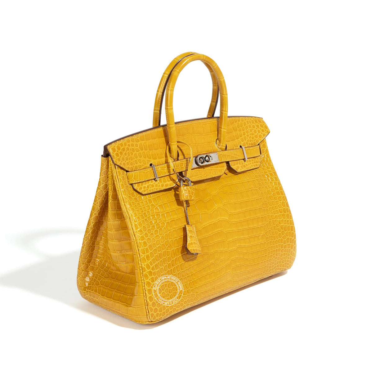 Hermès Birkin 35cm Jaune Ambre Shiny Croc PHW - Preloved