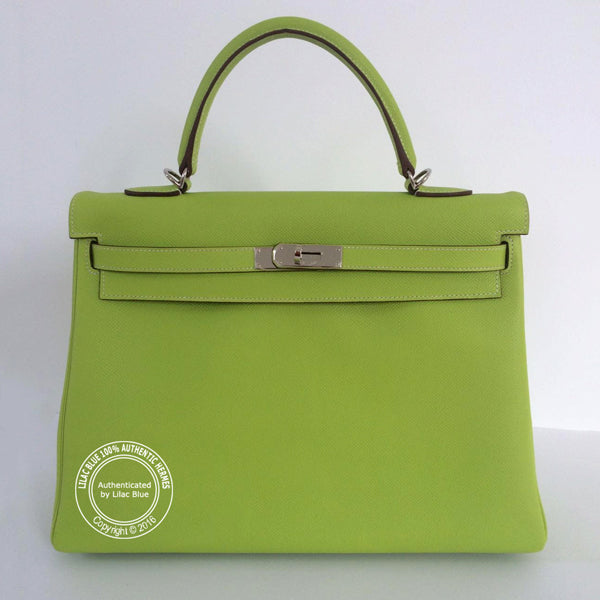 Hermès Kelly 35cm Kiwi/Lichen Candy Epsom PHW - As New