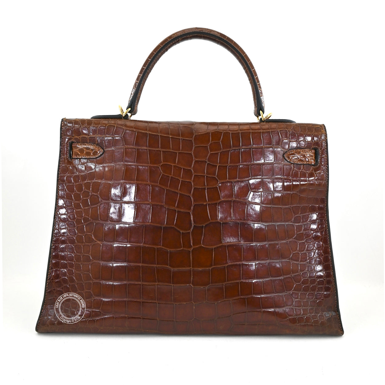 Hermes Kelly 35cm Miel Shiny Croc GHW - Vintage
